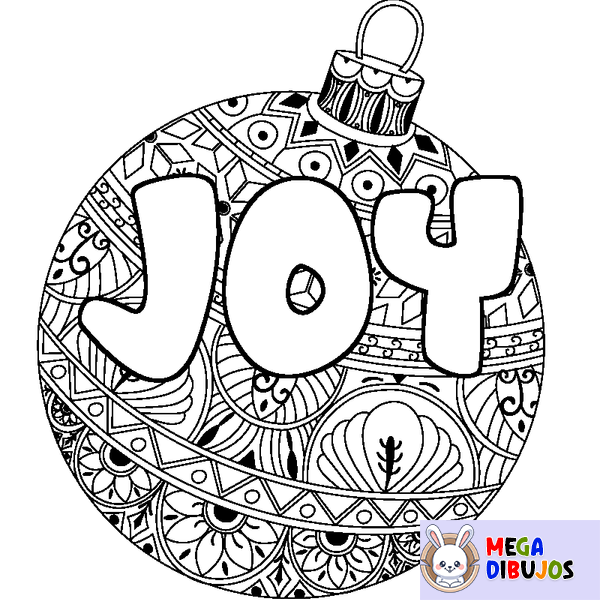 Coloraci&oacute;n del nombre JOY - decorado bola de Navidad