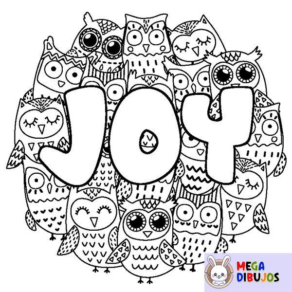 Coloraci&oacute;n del nombre JOY - decorado b&uacute;hos