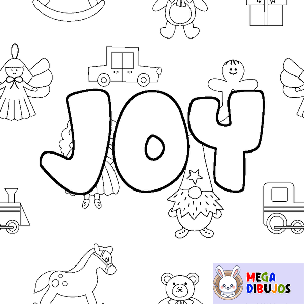 Coloraci&oacute;n del nombre JOY - decorado juguetes