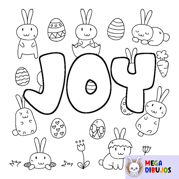 Coloraci&oacute;n del nombre JOY - decorado Pascua