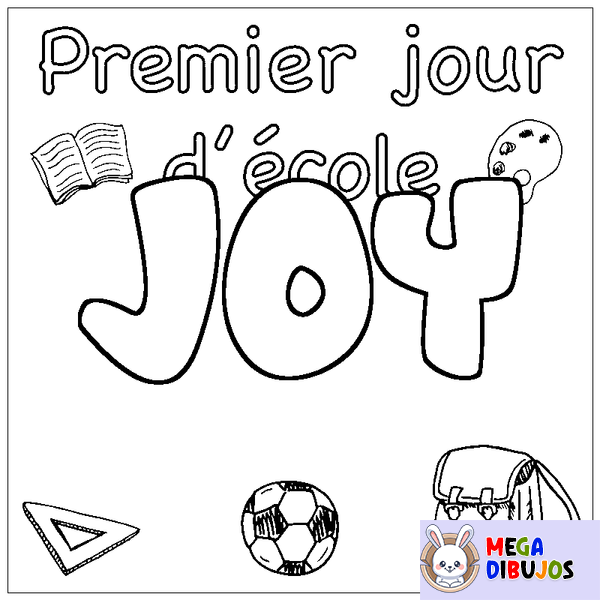 Coloraci&oacute;n del nombre JOY - decorado primer d&iacute;a de escuela
