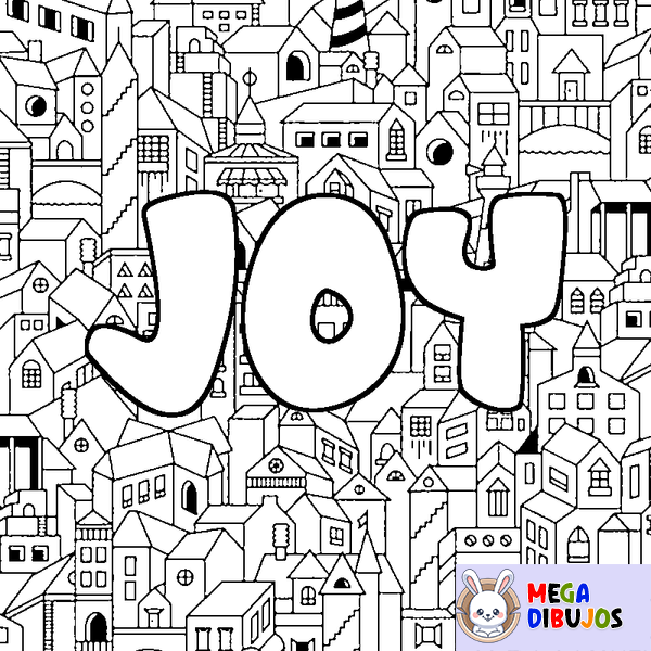 Coloraci&oacute;n del nombre JOY - decorado ciudad