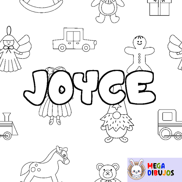 Coloraci&oacute;n del nombre JOYCE - decorado juguetes