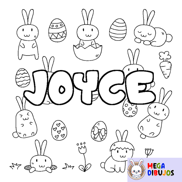 Coloraci&oacute;n del nombre JOYCE - decorado Pascua