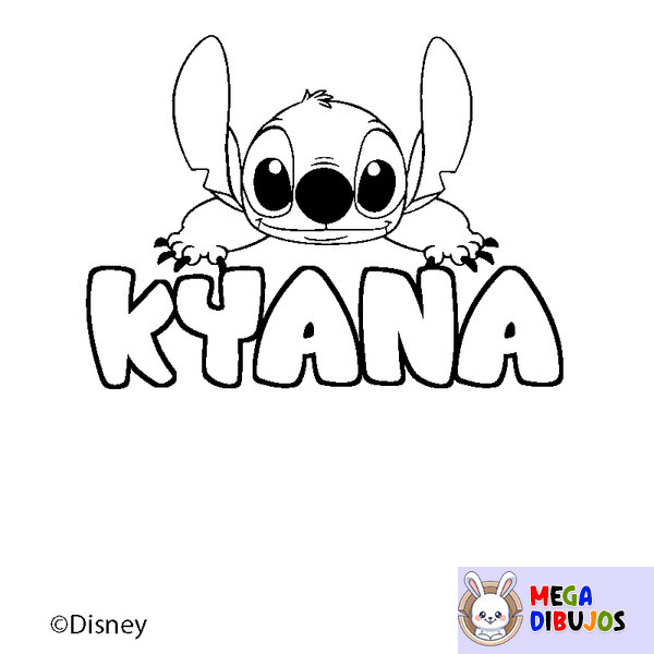Coloraci&oacute;n del nombre KYANA - decorado Stitch