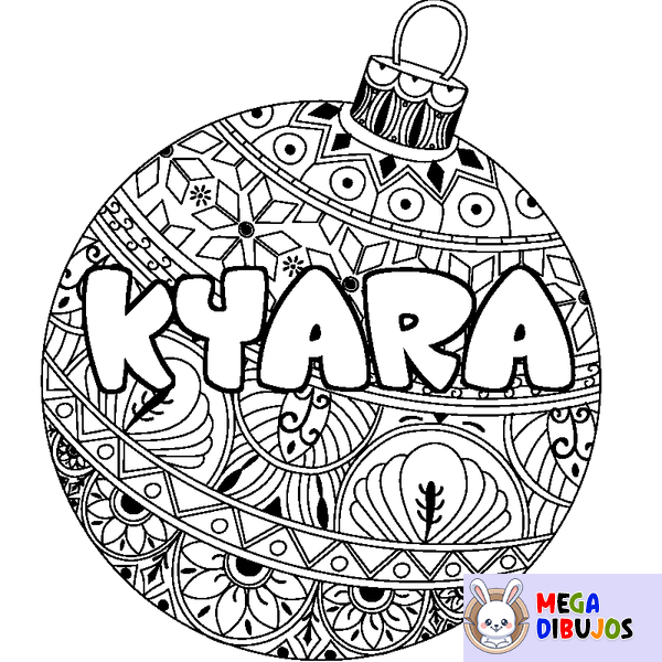 Coloraci&oacute;n del nombre KYARA - decorado bola de Navidad