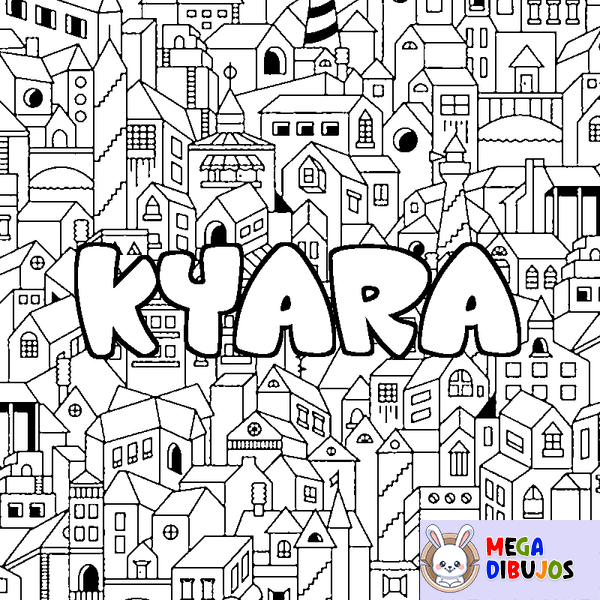 Coloraci&oacute;n del nombre KYARA - decorado ciudad
