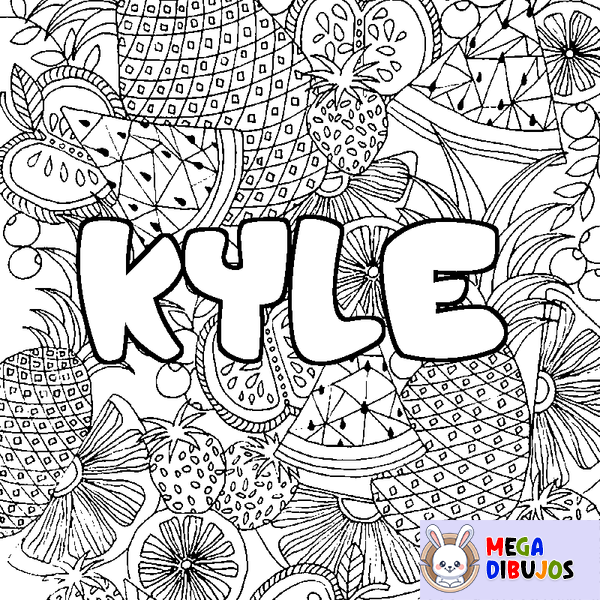 Coloraci&oacute;n del nombre KYLE - decorado mandala de frutas