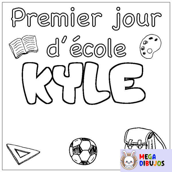 Coloraci&oacute;n del nombre KYLE - decorado primer d&iacute;a de escuela