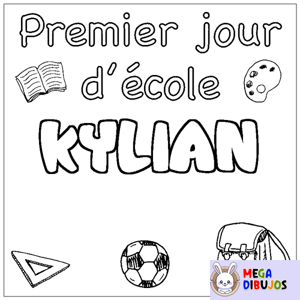 Coloraci&oacute;n del nombre KYLIAN - decorado primer d&iacute;a de escuela
