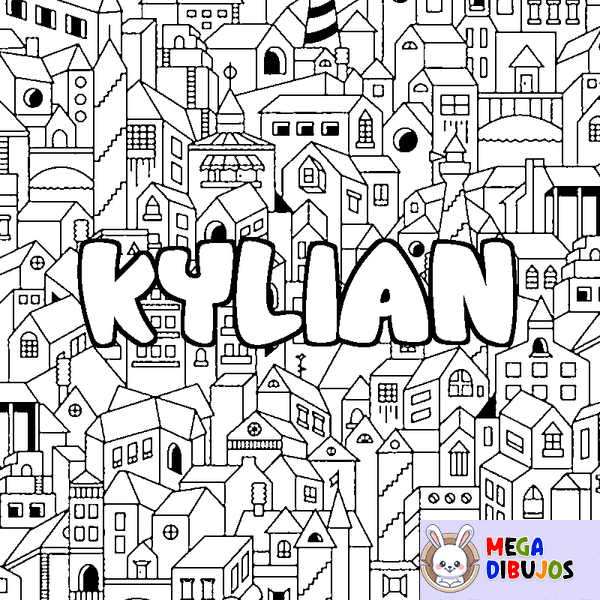 Coloraci&oacute;n del nombre KYLIAN - decorado ciudad
