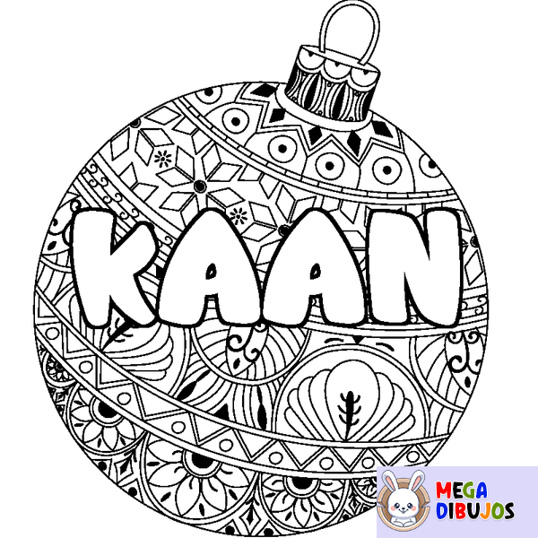 Coloraci&oacute;n del nombre KAAN - decorado bola de Navidad