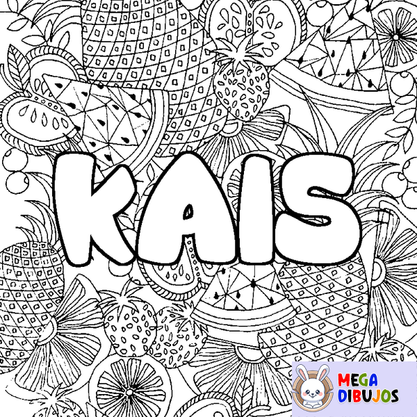 Coloraci&oacute;n del nombre KAIS - decorado mandala de frutas