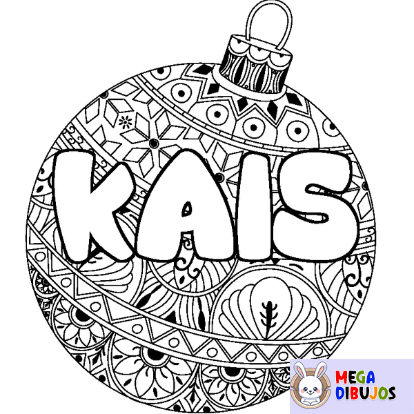Coloraci&oacute;n del nombre KAIS - decorado bola de Navidad
