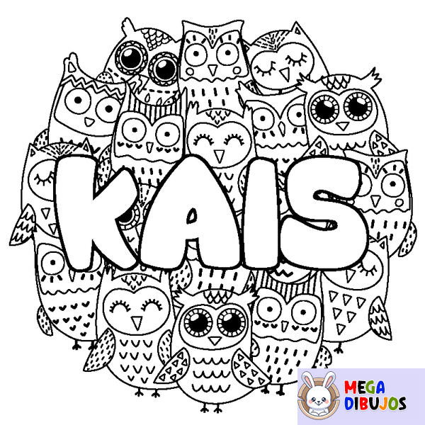 Coloraci&oacute;n del nombre KAIS - decorado b&uacute;hos