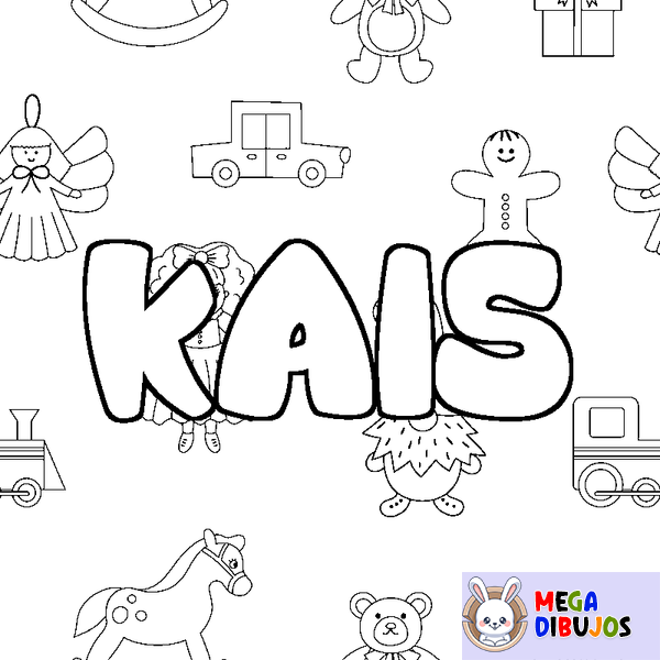 Coloraci&oacute;n del nombre KAIS - decorado juguetes