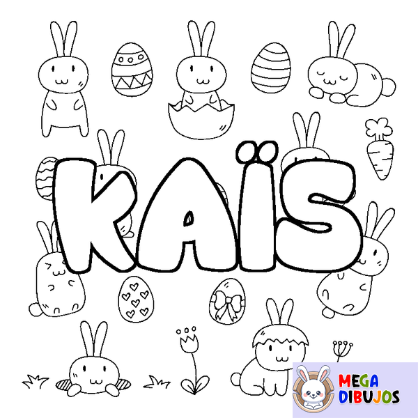 Coloraci&oacute;n del nombre KA&Iuml;S - decorado Pascua