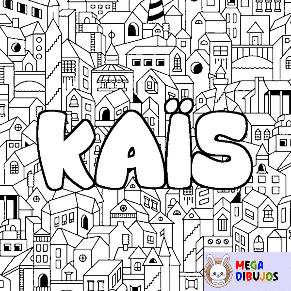 Coloraci&oacute;n del nombre KA&Iuml;S - decorado ciudad