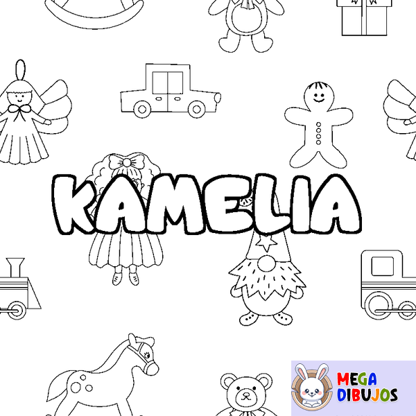 Coloraci&oacute;n del nombre KAMELIA - decorado juguetes