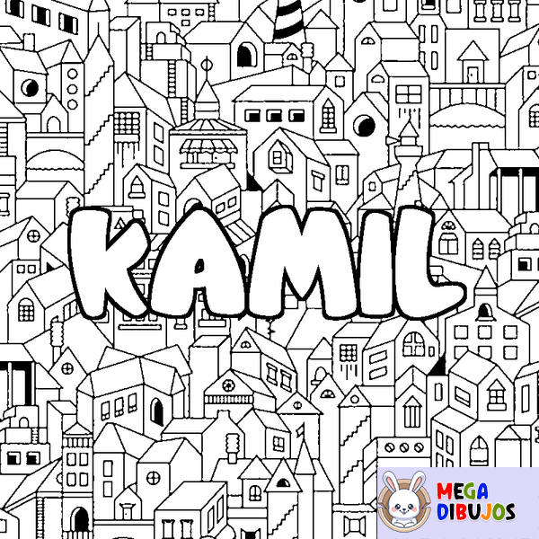 Coloraci&oacute;n del nombre KAMIL - decorado ciudad