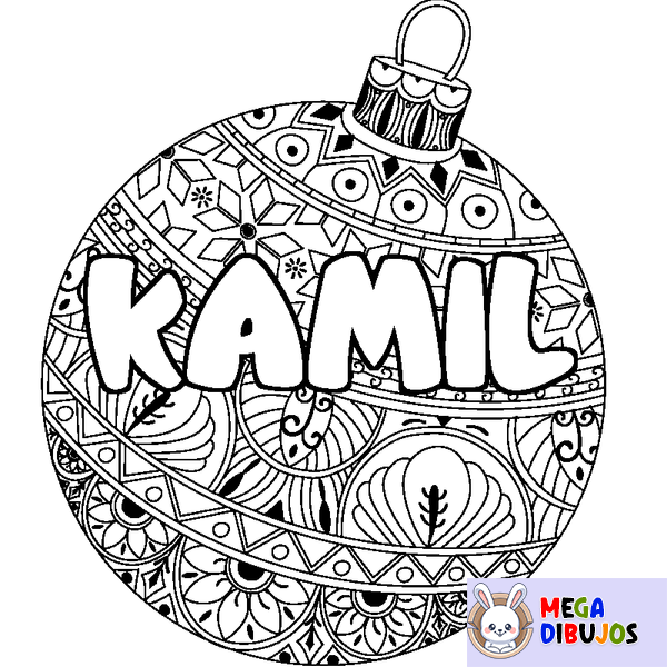 Coloraci&oacute;n del nombre KAMIL - decorado bola de Navidad