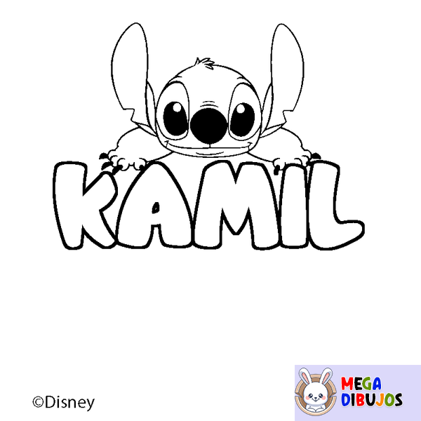 Coloraci&oacute;n del nombre KAMIL - decorado Stitch