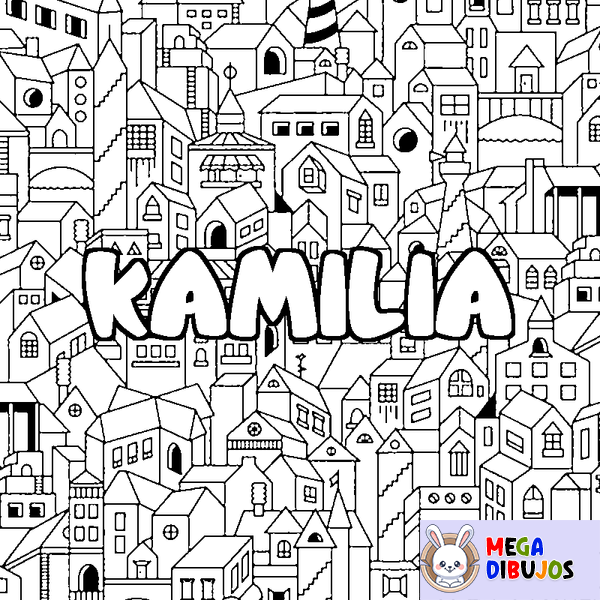 Coloraci&oacute;n del nombre KAMILIA - decorado ciudad