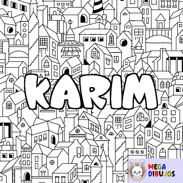 Coloraci&oacute;n del nombre KARIM - decorado ciudad