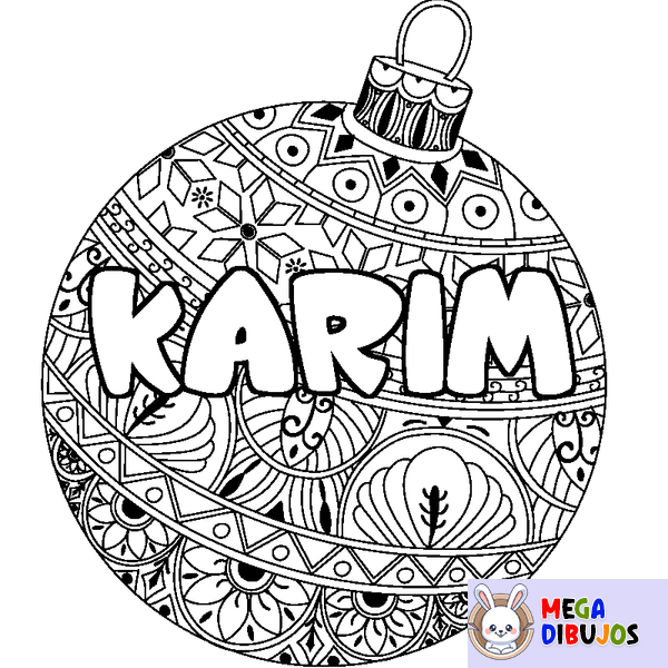 Coloraci&oacute;n del nombre KARIM - decorado bola de Navidad