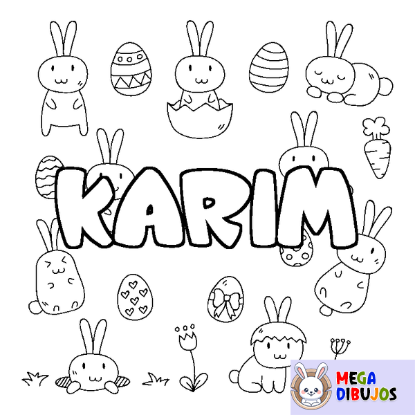 Coloraci&oacute;n del nombre KARIM - decorado Pascua