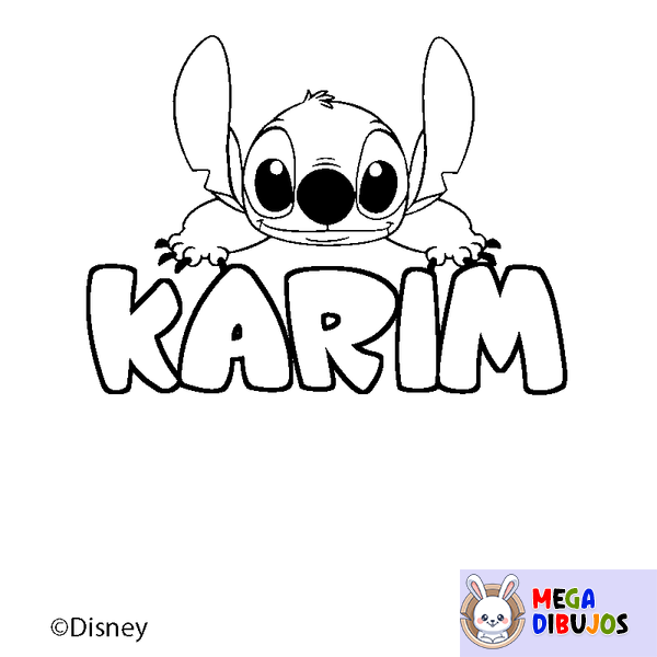 Coloraci&oacute;n del nombre KARIM - decorado Stitch