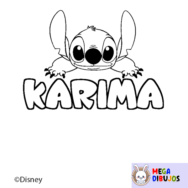 Coloraci&oacute;n del nombre KARIMA - decorado Stitch