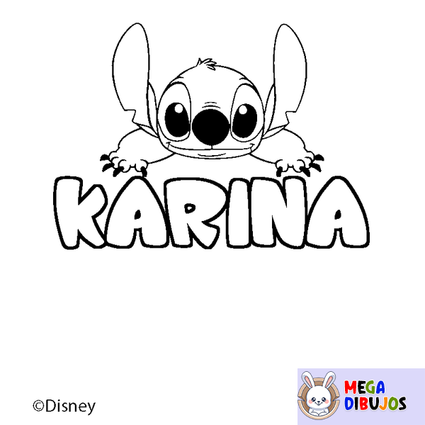 Coloraci&oacute;n del nombre KARINA - decorado Stitch