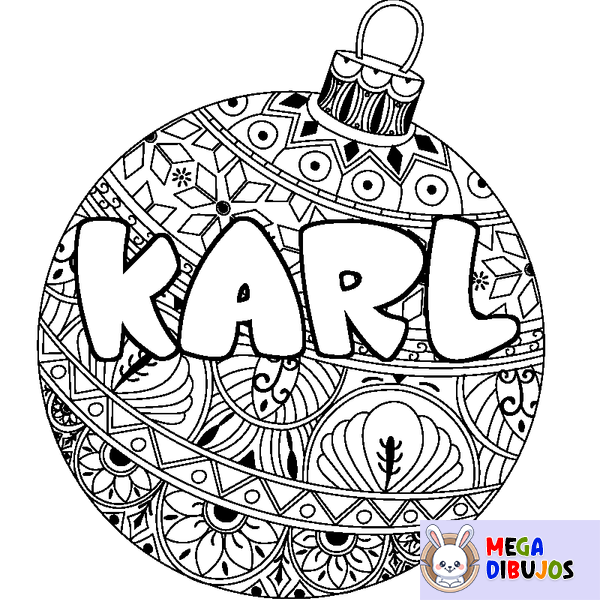 Coloraci&oacute;n del nombre KARL - decorado bola de Navidad