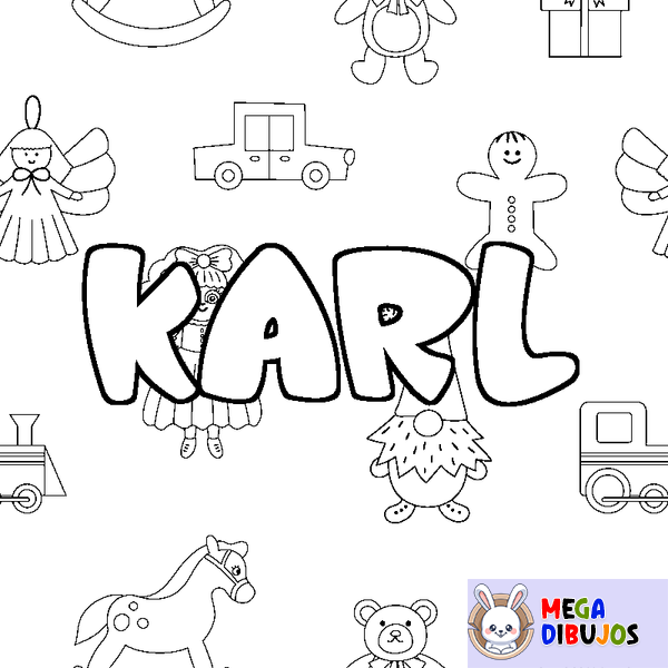 Coloraci&oacute;n del nombre KARL - decorado juguetes