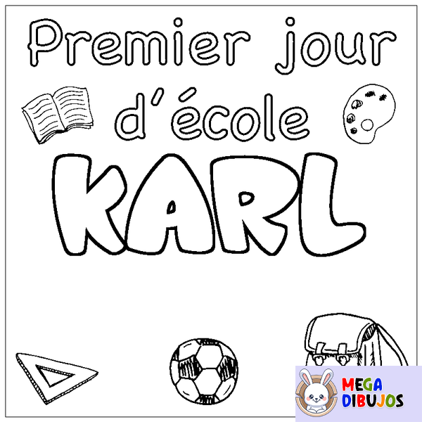Coloraci&oacute;n del nombre KARL - decorado primer d&iacute;a de escuela
