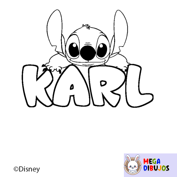 Coloraci&oacute;n del nombre KARL - decorado Stitch