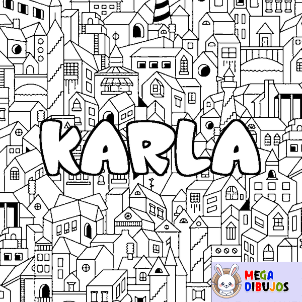 Coloraci&oacute;n del nombre KARLA - decorado ciudad