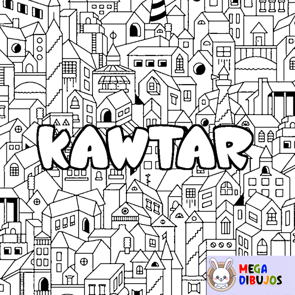 Coloraci&oacute;n del nombre KAWTAR - decorado ciudad