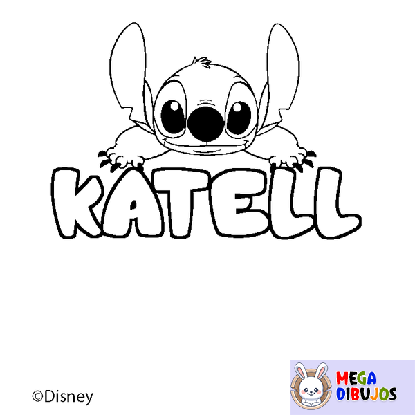 Coloraci&oacute;n del nombre KATELL - decorado Stitch