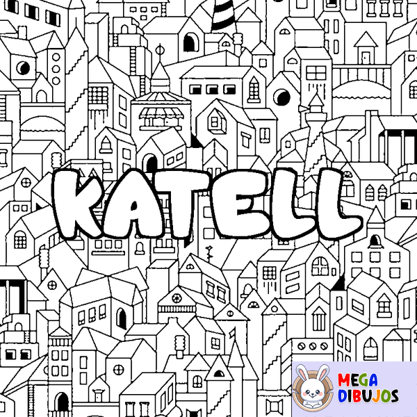 Coloraci&oacute;n del nombre KATELL - decorado ciudad