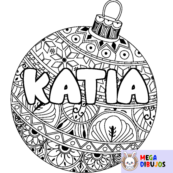 Coloraci&oacute;n del nombre KATIA - decorado bola de Navidad