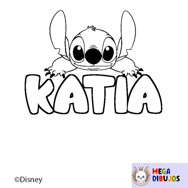 Coloraci&oacute;n del nombre KATIA - decorado Stitch