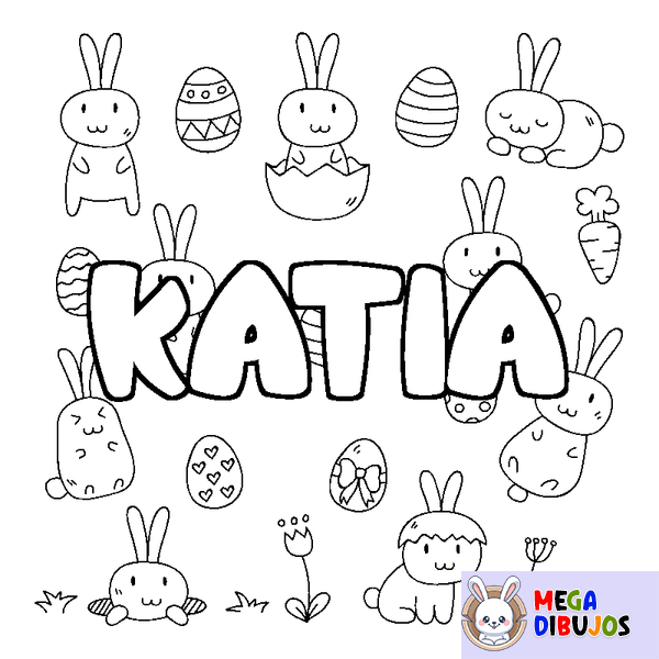 Coloraci&oacute;n del nombre KATIA - decorado Pascua