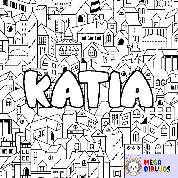 Coloraci&oacute;n del nombre KATIA - decorado ciudad