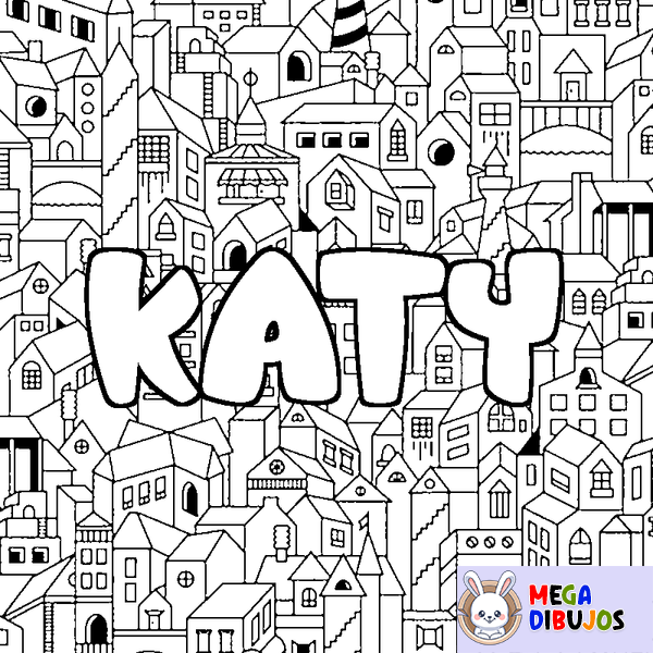 Coloraci&oacute;n del nombre KATY - decorado ciudad