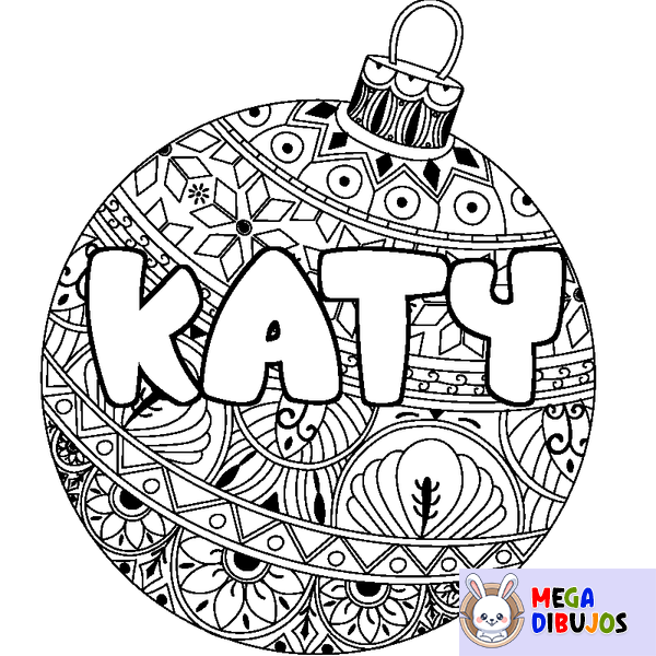 Coloraci&oacute;n del nombre KATY - decorado bola de Navidad
