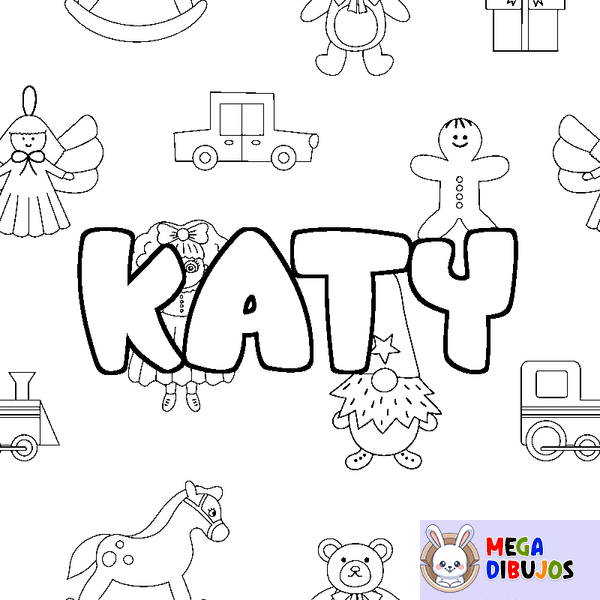 Coloraci&oacute;n del nombre KATY - decorado juguetes