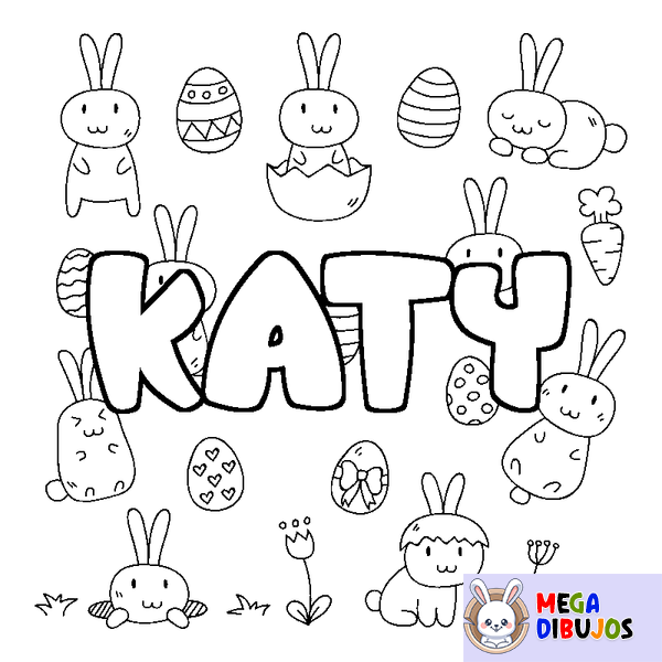 Coloraci&oacute;n del nombre KATY - decorado Pascua