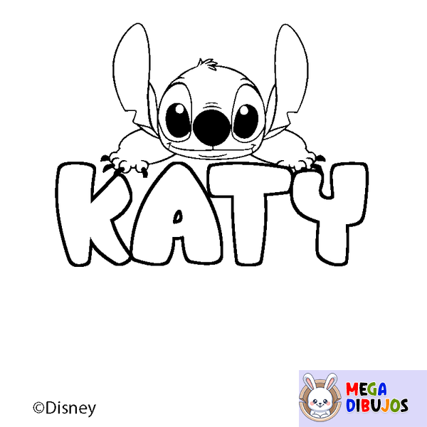 Coloraci&oacute;n del nombre KATY - decorado Stitch